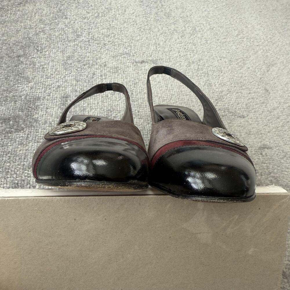 Brighton Shoes Womens Size 7.5 Leather Suede Slingback Heels Made in Italy - Picture 12 of 14